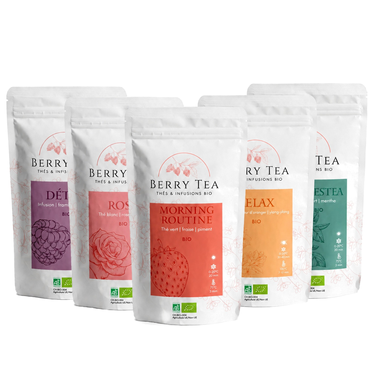 Kit de démarrage Berry Tea : cinq sachets de thés et infusions bio, dont le Digestea